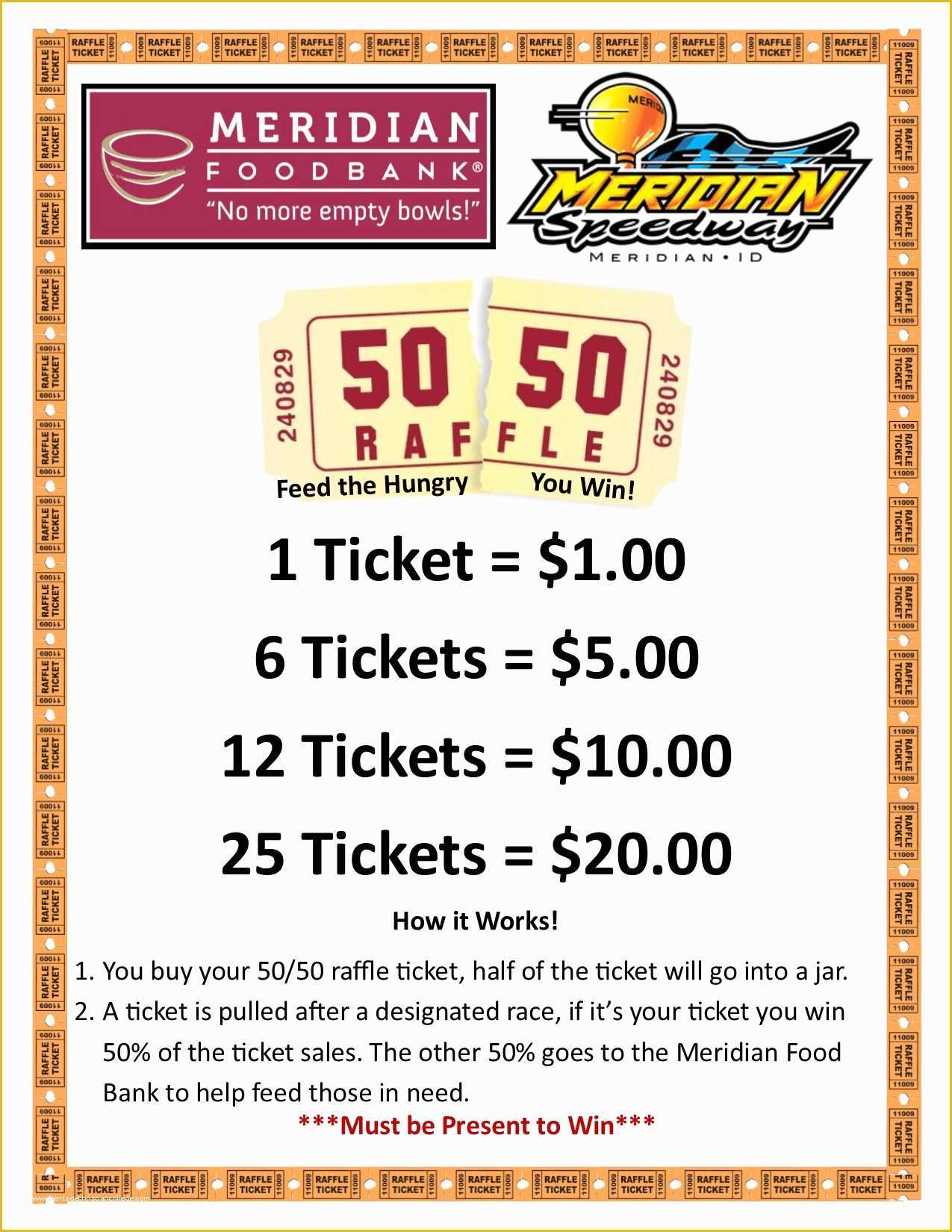 50 50 Raffle Ticket Template Free Of Speedway 50 50 – Meridian Food Bank