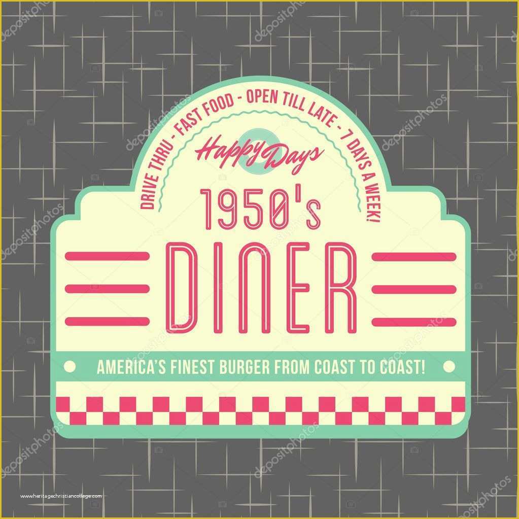 50s Diner Menu Templates Free Download Of 1950s Diner Style Logo Design 