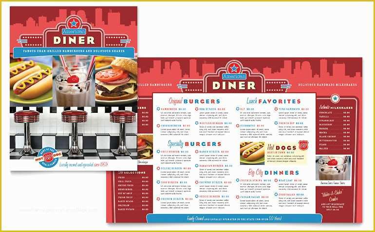 50s Diner Menu Templates Free Download Of American Diner Restaurant Menu Template Word & Publisher