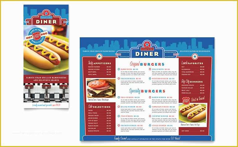 50s Diner Menu Templates Free Download Of American Diner Restaurant Take Out Brochure Template