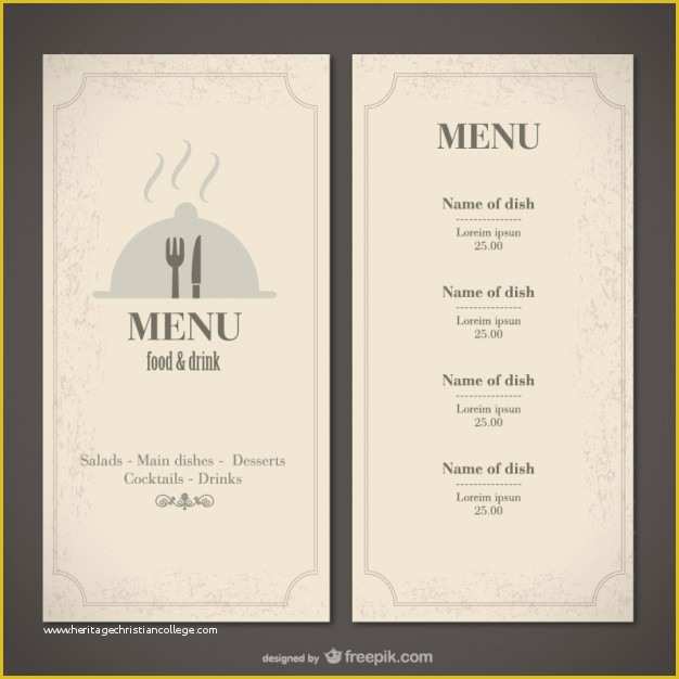 50s Diner Menu Templates Free Download Of Classic Food Menu Template Vector