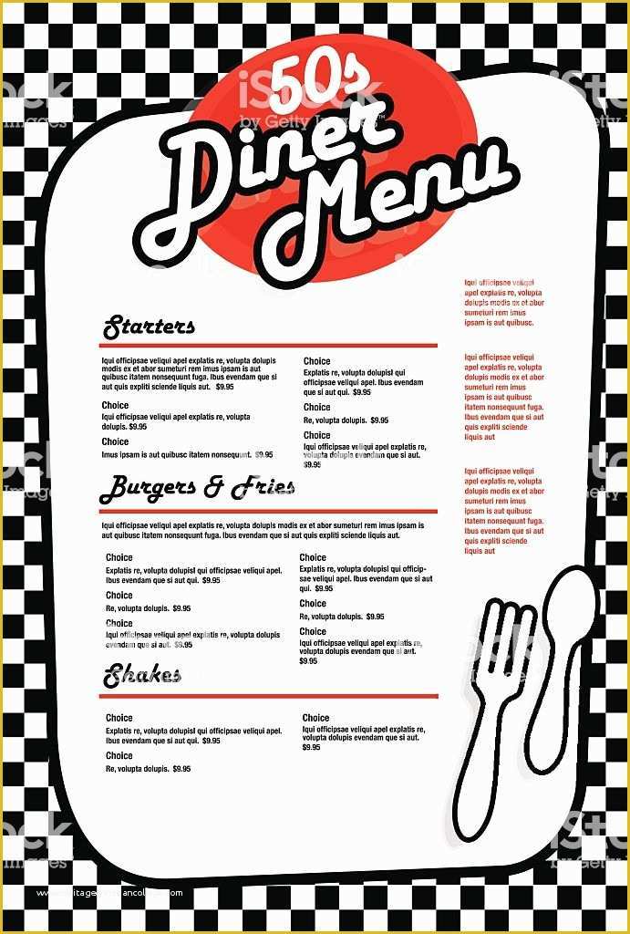 50s Diner Menu Templates Free Download Of Late Night Retro 50s Diner 