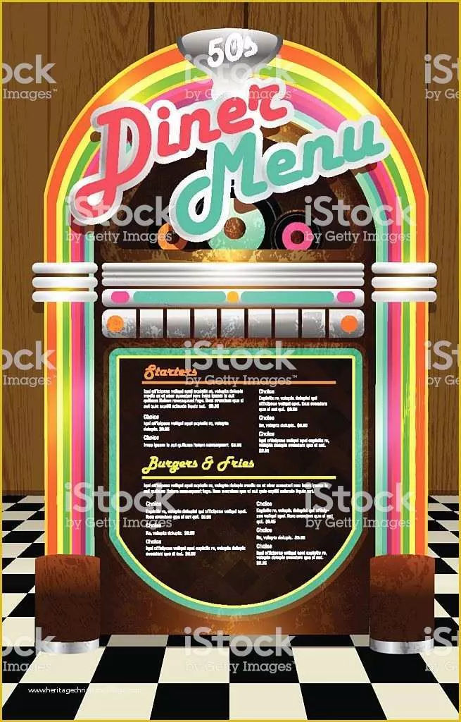 50s Diner Menu Templates Free Download Of Late Night Retro 50s Diner Menu Layout with Jukebox Brown