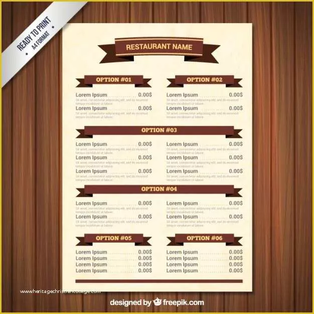 50s Diner Menu Templates Free Download Of Menu Template with Ribbons Freepik Cafe Pin 9