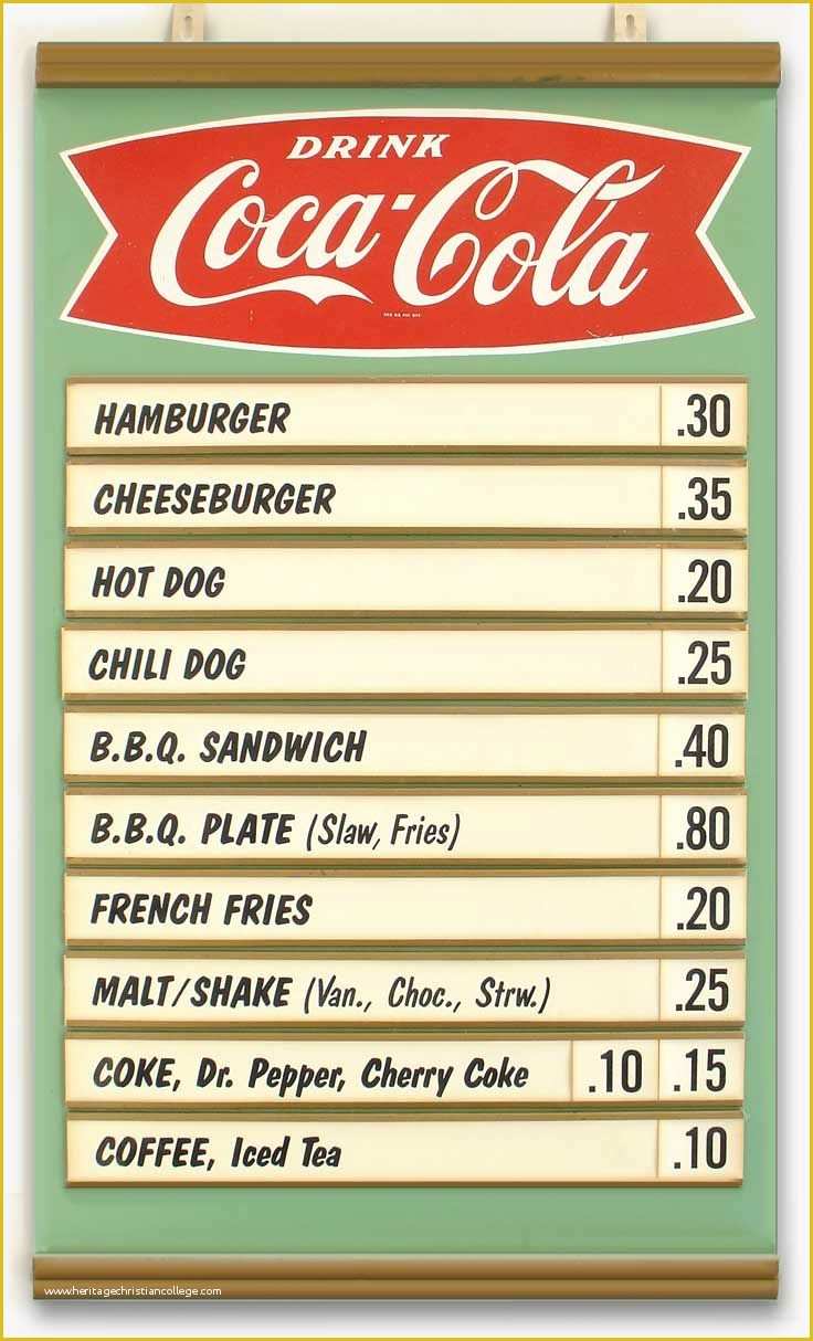 50s Diner Menu Templates Free Download Of Vintage Coca Cola Menu Board From A Hamburger Stand or