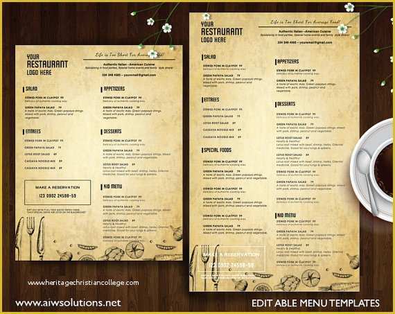 50s Diner Menu Templates Free Download Of Vintage Menu Templates Printable Restaurant Menu Template