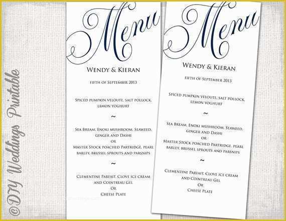 50s Diner Menu Templates Free Download Of Wedding Menu Template Navy Blue Wedding Menu Diy Wedding Menu