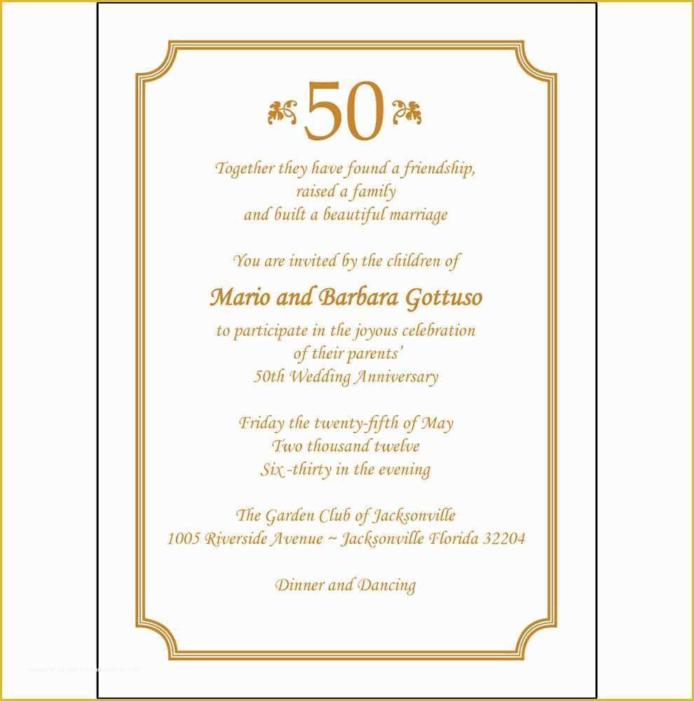 50th Wedding Anniversary Invitations Free Templates Of 25 Personalized 50th Wedding Anniversary Party Invitations