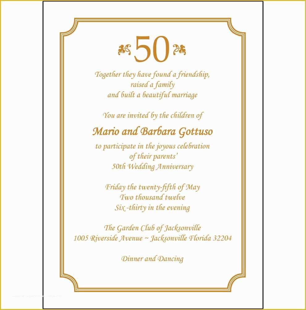 50th Wedding Anniversary Invitations Free Templates Of 25 Personalized 50th Wedding Anniversary Party Invitations