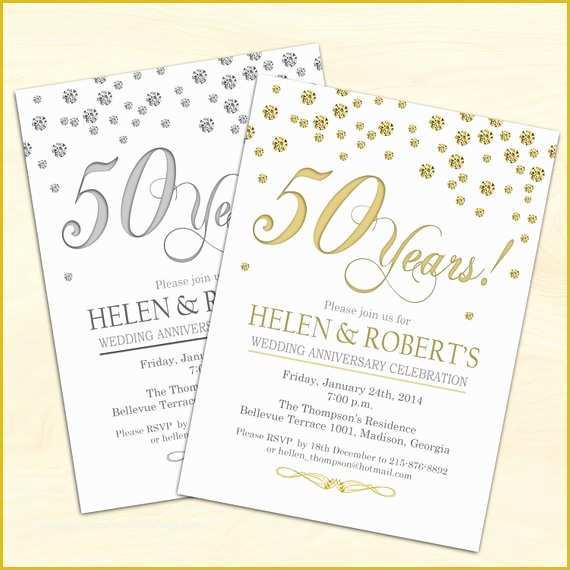 50th Wedding Anniversary Invitations Free Templates Of 50th Wedding Anniversary Invitation Confetti Gold White