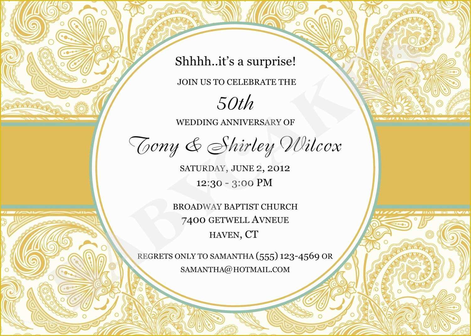 50th Wedding Anniversary Invitations Free Templates Of Anniversary Invitations Surprise 25th Wedding