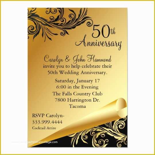 50th Wedding Anniversary Invitations Free Templates Of Black & Gold 50th Wedding Anniversary Invitation