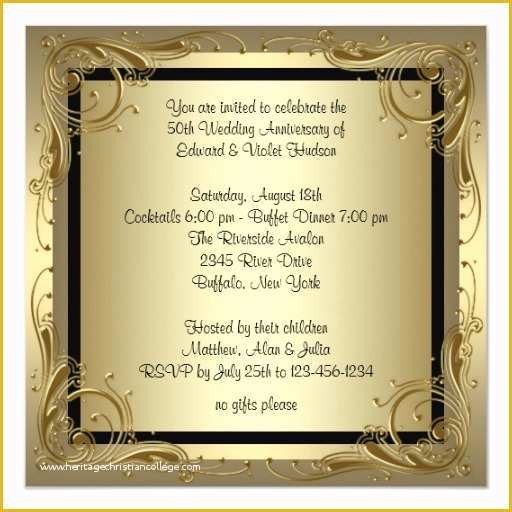 50th Wedding Anniversary Invitations Free Templates Of Elegant Gold 50th Wedding Anniversary Party Invitation
