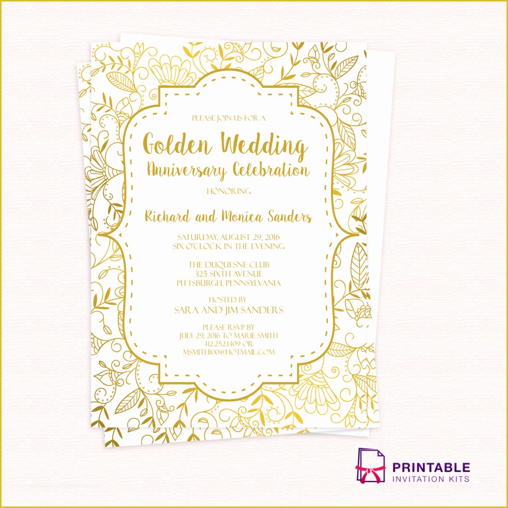 50th Wedding Anniversary Invitations Free Templates Of Free Pdf Template Golden Wedding Anniversary Invitation