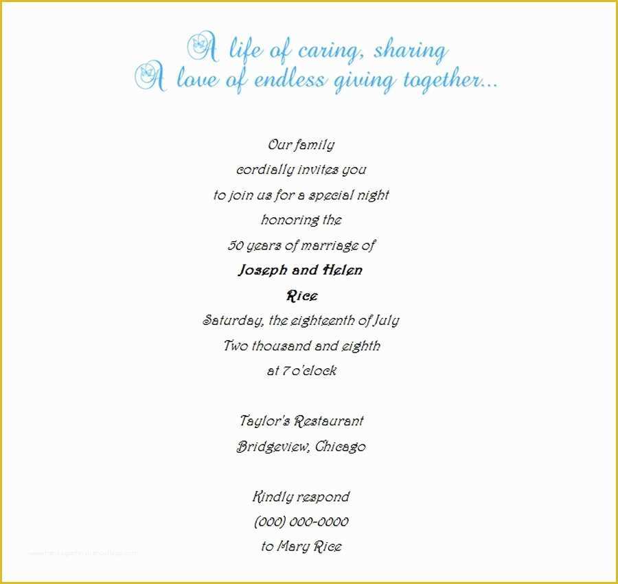 50th Wedding Anniversary Invitations Templates Free Download Of 50th Wedding Anniversary Invitations 1 Wording