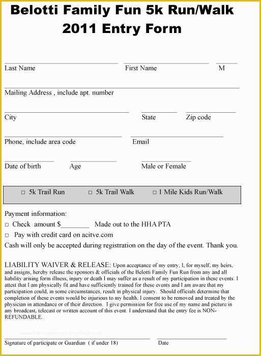 5k Registration form Template Free Of Belotti5krun