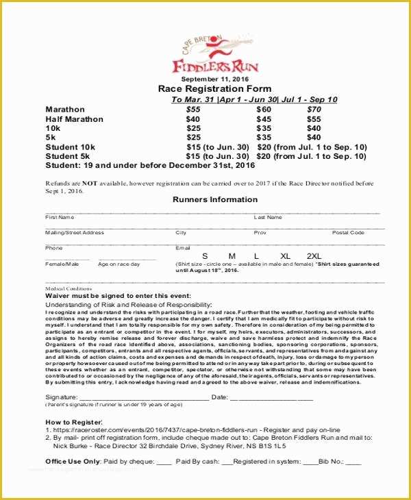 5k Registration form Template Free Of Race Registration form Template Invitation Template