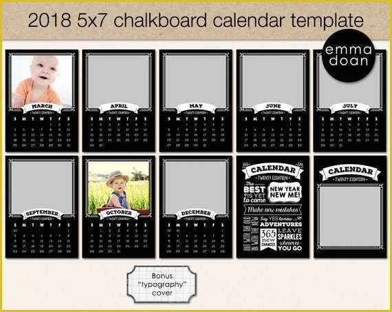 5x7 Collage Template Free Of 2018 5x7 Chalkboard Calendar Template 2018 Pocket