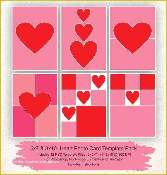 5x7 Collage Template Free Of 5x7 and 8x10 Collage Template 12 Pack Hearts Card