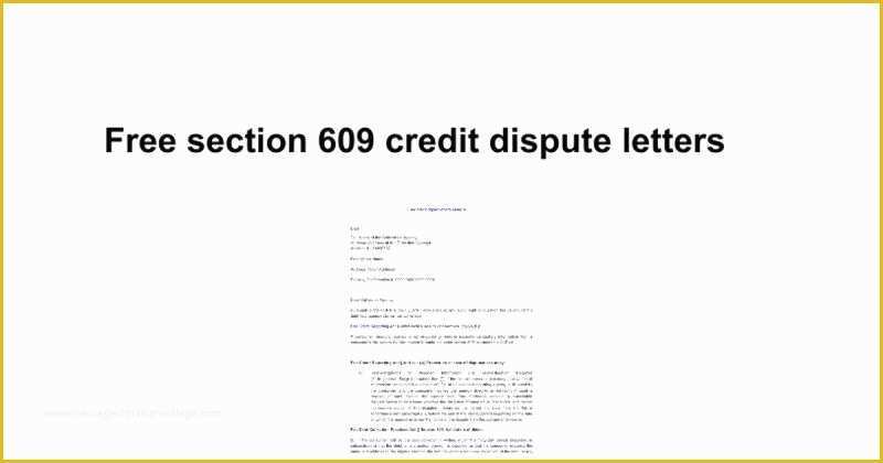 609 Letter Template Free Of Free Section 609 Credit Dispute Letter Template Eletter Co