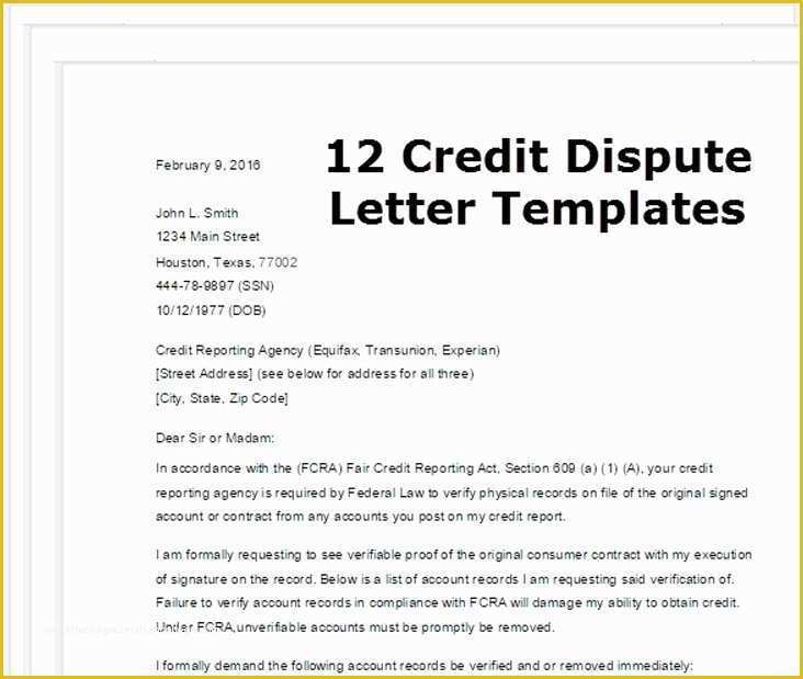 Credit 609 Letter Template