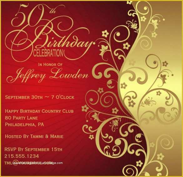 60th Birthday Party Invitation Templates Free Download Of 14 50th Birthday Invitations Free Psd Ai Vector Eps