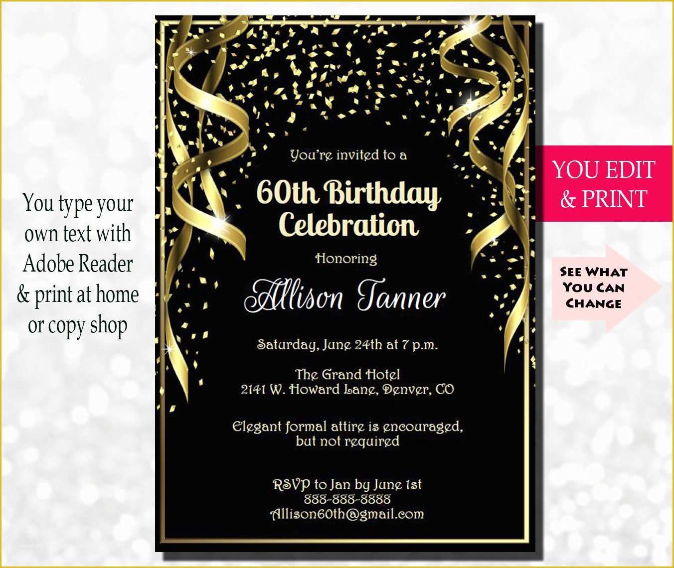 60th Birthday Party Invitation Templates Free Download Of 60th Birthday Invitation 60th Birthday Party Invitation 60th