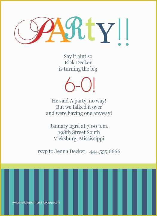 60th Birthday Party Invitation Templates Free Download Of 60th Birthday Party Invitations Templates Free