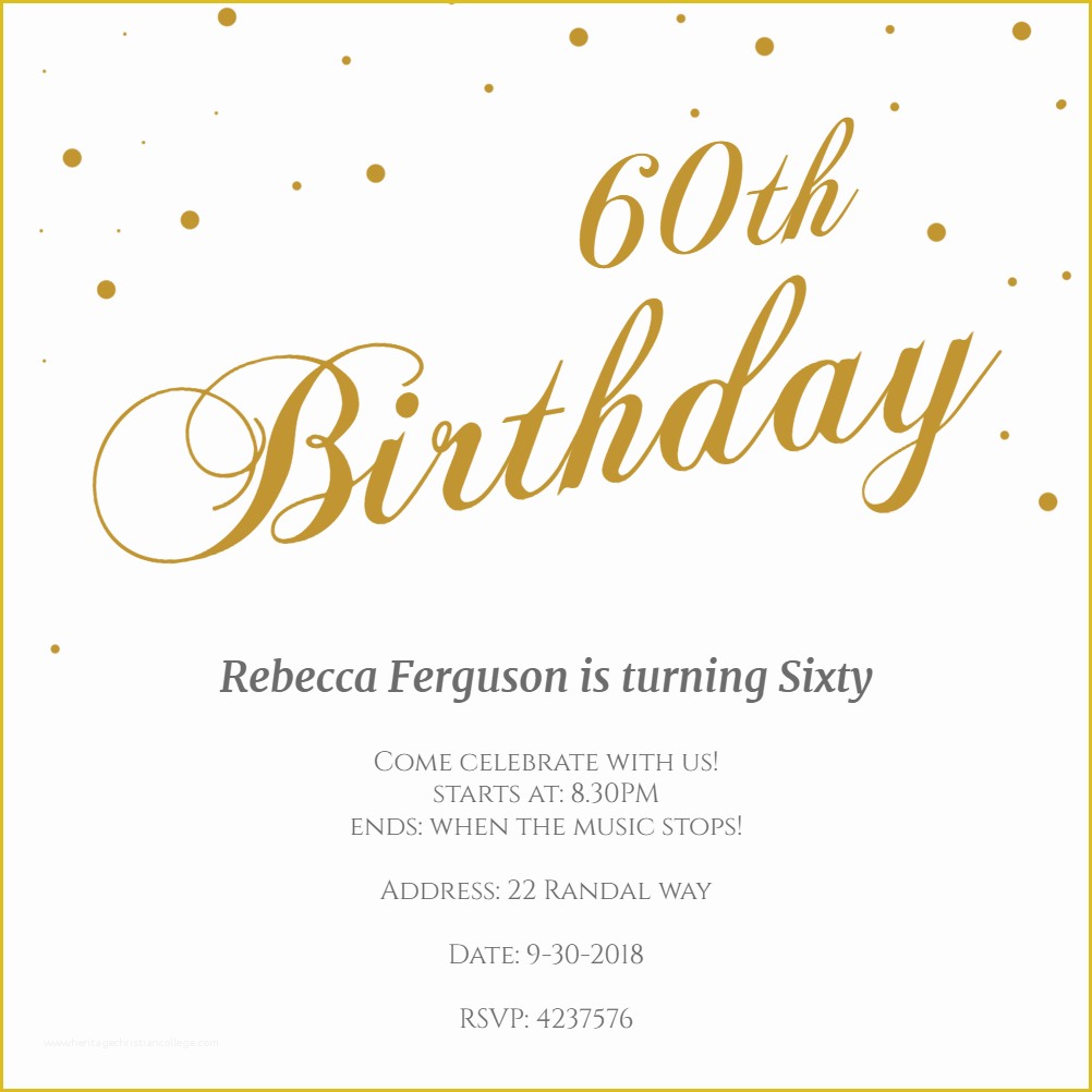60th Birthday Party Invitation Templates Free Download Of 60th Golden Flakes Free Birthday Invitation Template