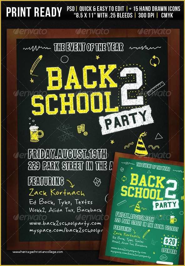 8.5 X 11 Flyer Template Free Of Back 2 School Party Flyer by Wanderingfolks