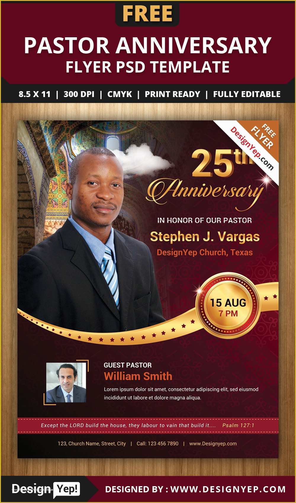 8.5 X 11 Flyer Template Free Of Free Pastor Anniversary Flyer Psd Template Designyep