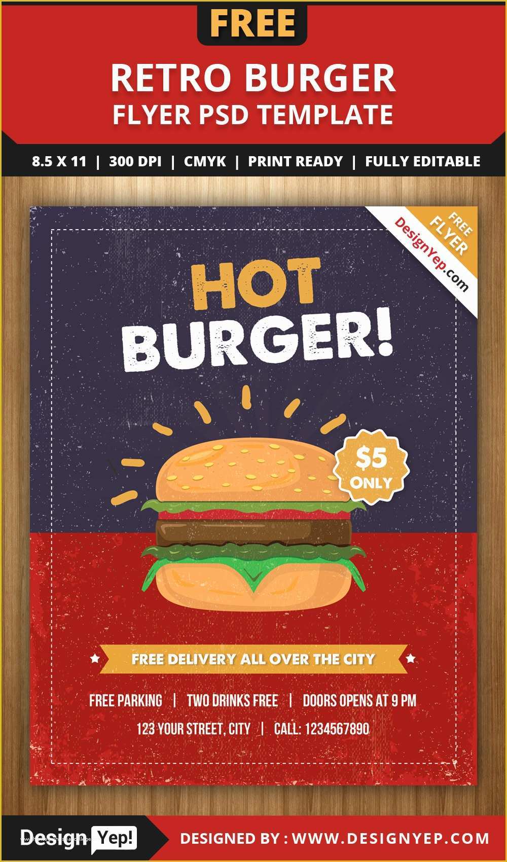 8.5 X 11 Flyer Template Free Of Free Retro Burger Flyer Psd Template Designyep
