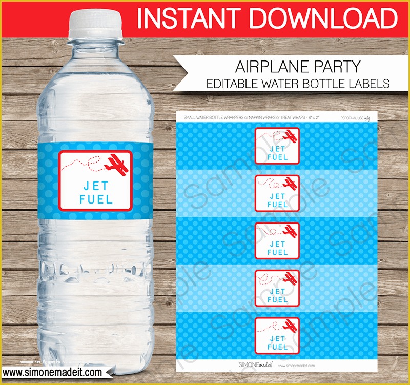 8 Oz Water Bottle Label Template Free Of Airplane Birthday Party Water Bottle Labels