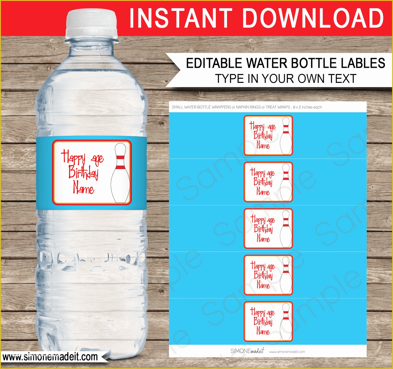 8 Oz Water Bottle Label Template Free Of Bowling Party Water Bottle Labels