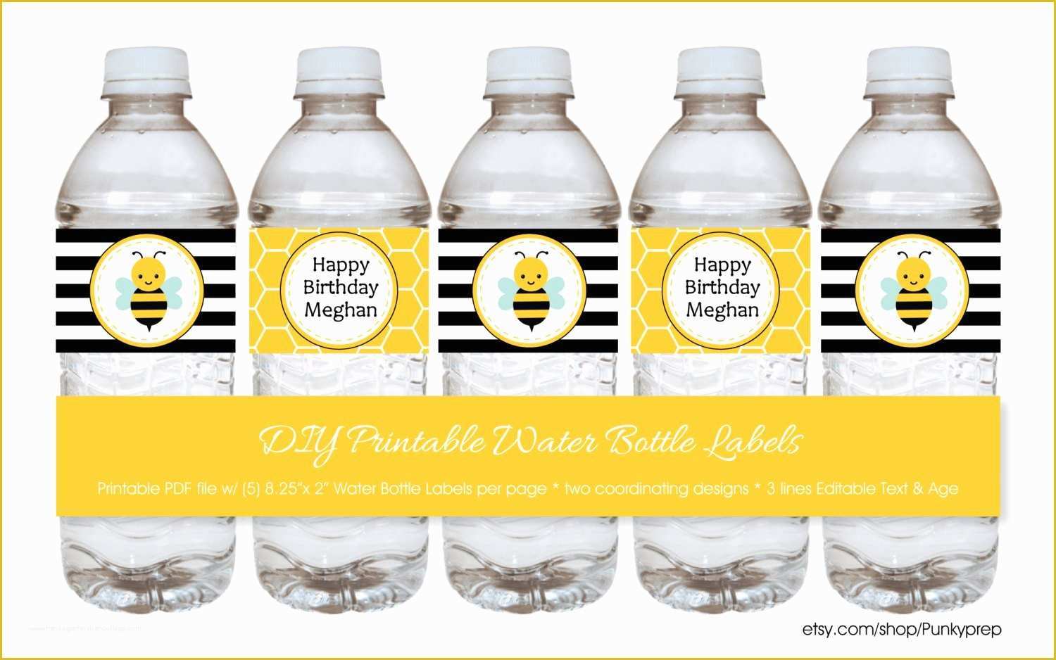 8 Oz Water Bottle Label Template Free Of Bumble Bee Water Bottle Labels with Editable Text Printable