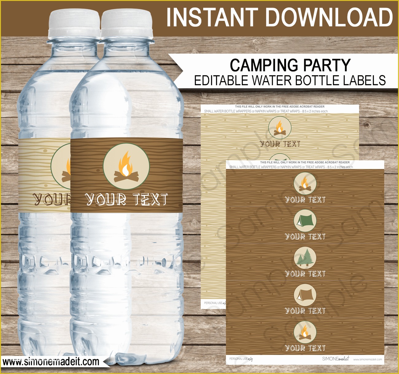 8 Oz Water Bottle Label Template Free Of Camping Party Water Bottle Labels