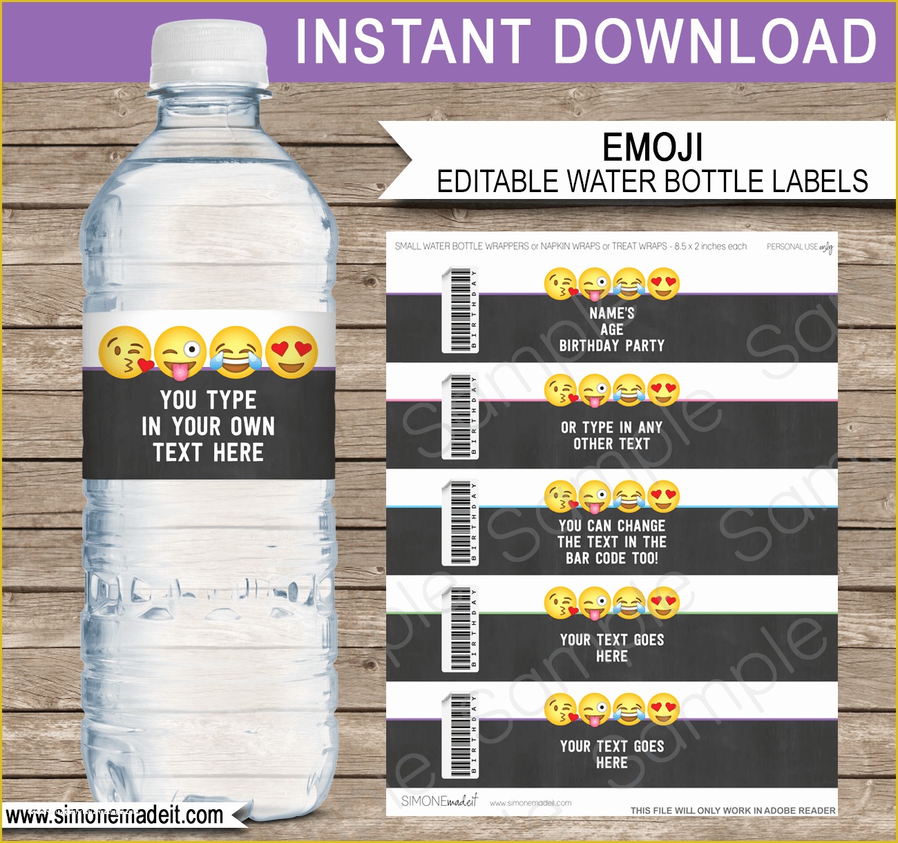 8 Oz Water Bottle Label Template Free Of Emoji Water Bottle Labels Template