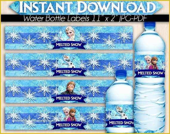 8 Oz Water Bottle Label Template Free Of Frozen Water Bottle Labels Instant Download Pdf