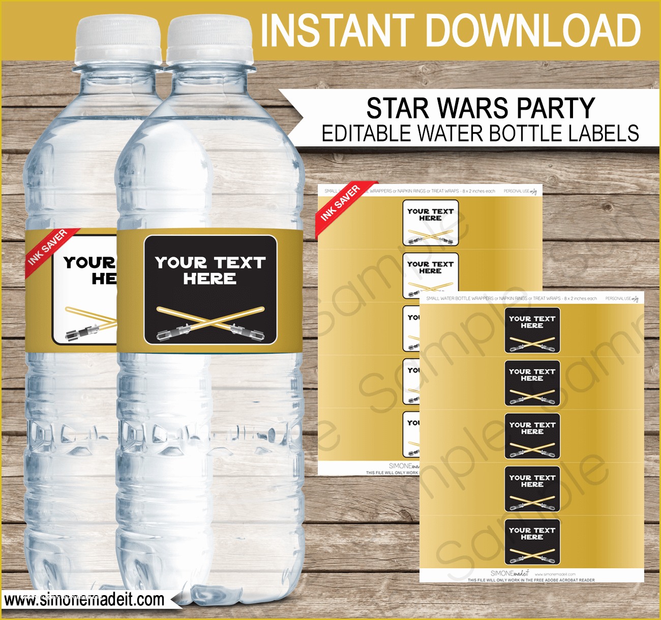 8 Oz Water Bottle Label Template Free Of Gold Star Wars Water Bottle Labels