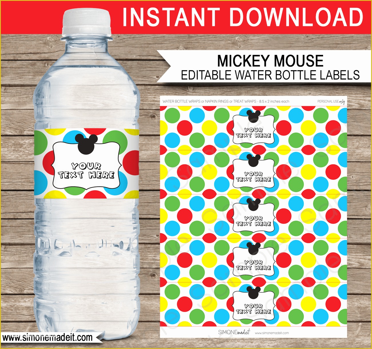 8 Oz Water Bottle Label Template Free Of Mickey Mouse Party Water Bottle Labels