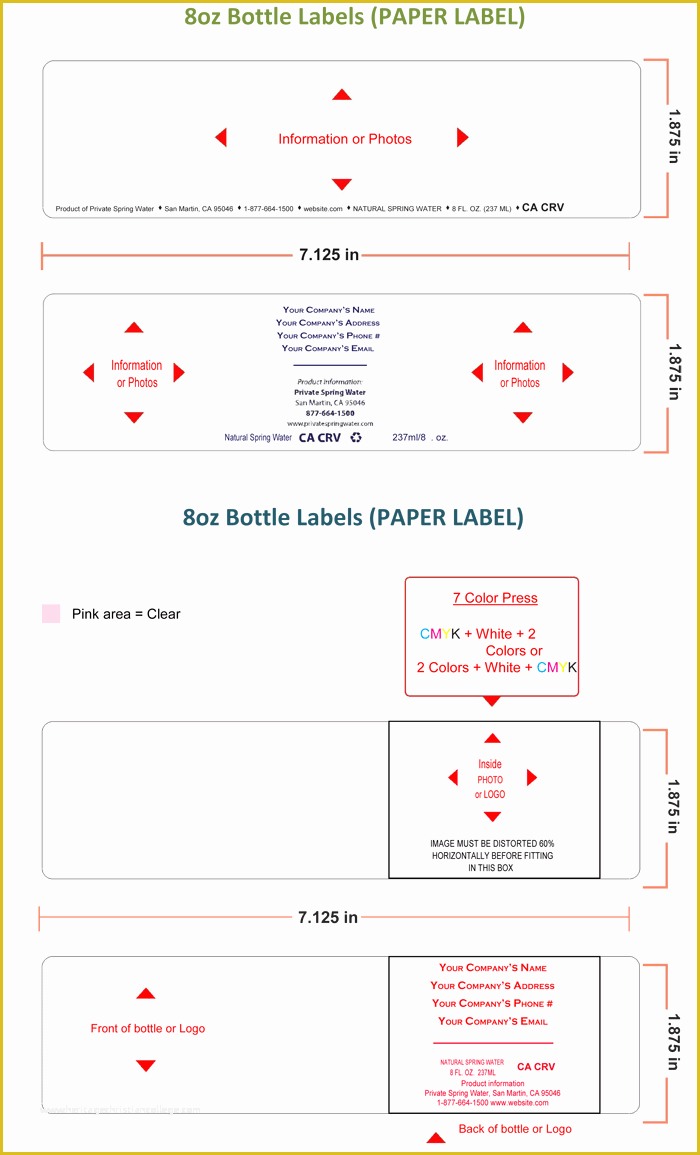 8 Oz Water Bottle Label Template Free Of Water Bottle Label Template Make Personalized Bottle Labels