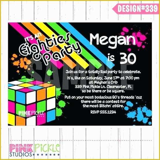80's theme Party Invitation Templates Free Of 80s Party Invitations theme Wording Birthday – Dipmaxo