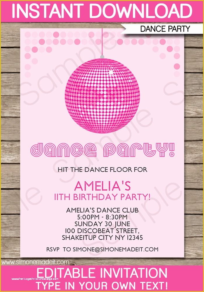 80's theme Party Invitation Templates Free Of Dance Party Invitations Template