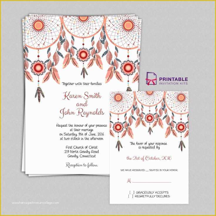 80's theme Party Invitation Templates Free Of Free Pdf Boho theme Dreamcatchers Wedding Invitation and