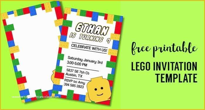 80's theme Party Invitation Templates Free Of Free Printable Lego Birthday Party Invitation Template