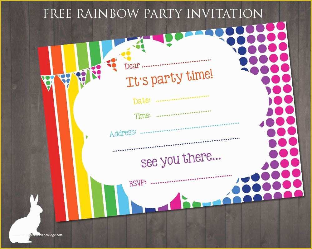 80's theme Party Invitation Templates Free Of Free Rainbow Party Invitation