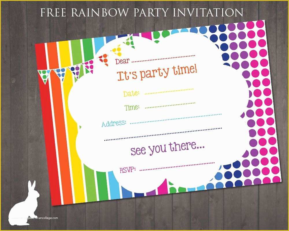 80&amp;#039;s theme Party Invitation Templates Free Of Free Rainbow Party Invitation