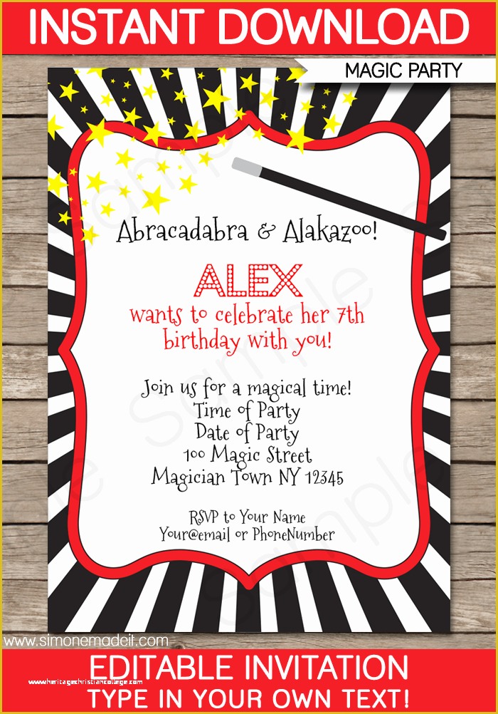 80's theme Party Invitation Templates Free Of Magic Party Invitations Template