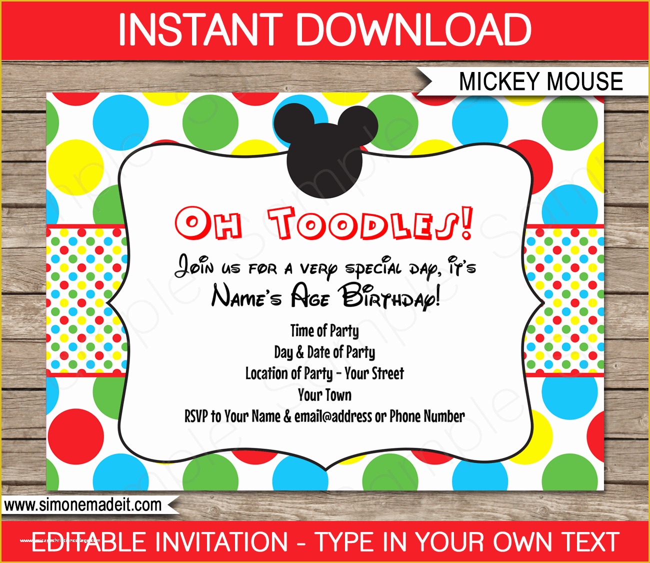 80's theme Party Invitation Templates Free Of Mickey Mouse Party Invitations Template