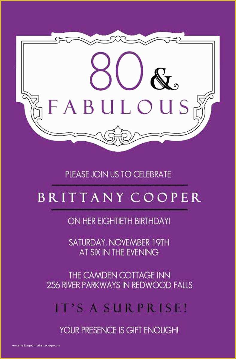 80s Party Invitations Template Free Of 10 Sample 80th Birthday Party Invitations